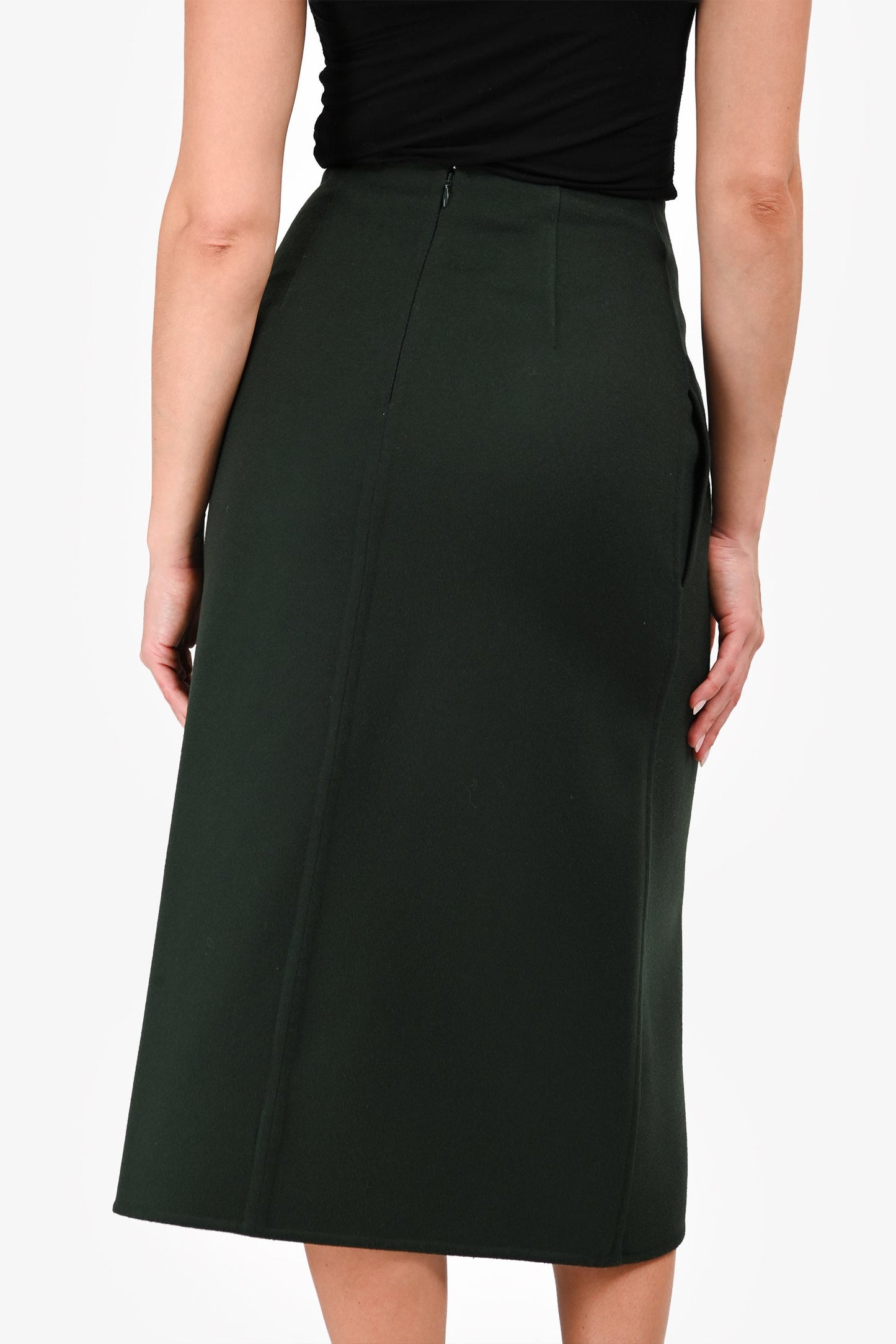 Celine Green Wool/Cashmere Midi Skirt Size 36