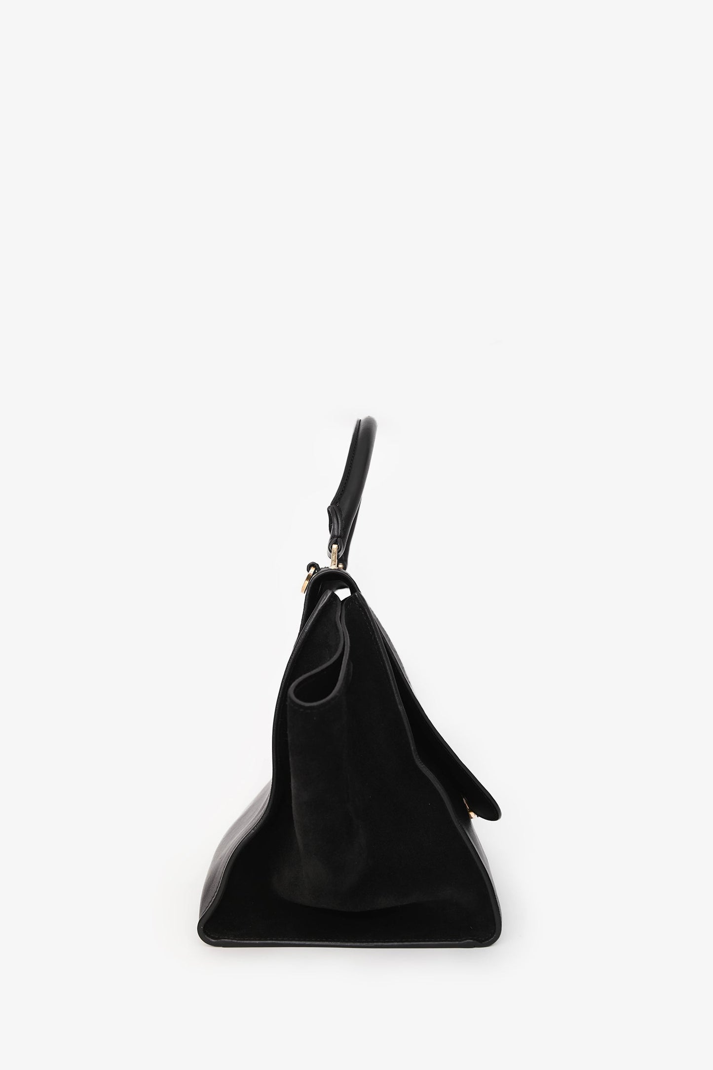 Celine 2011 Black Croc Embossed Leather Medium Trapeze Shoulder Bag