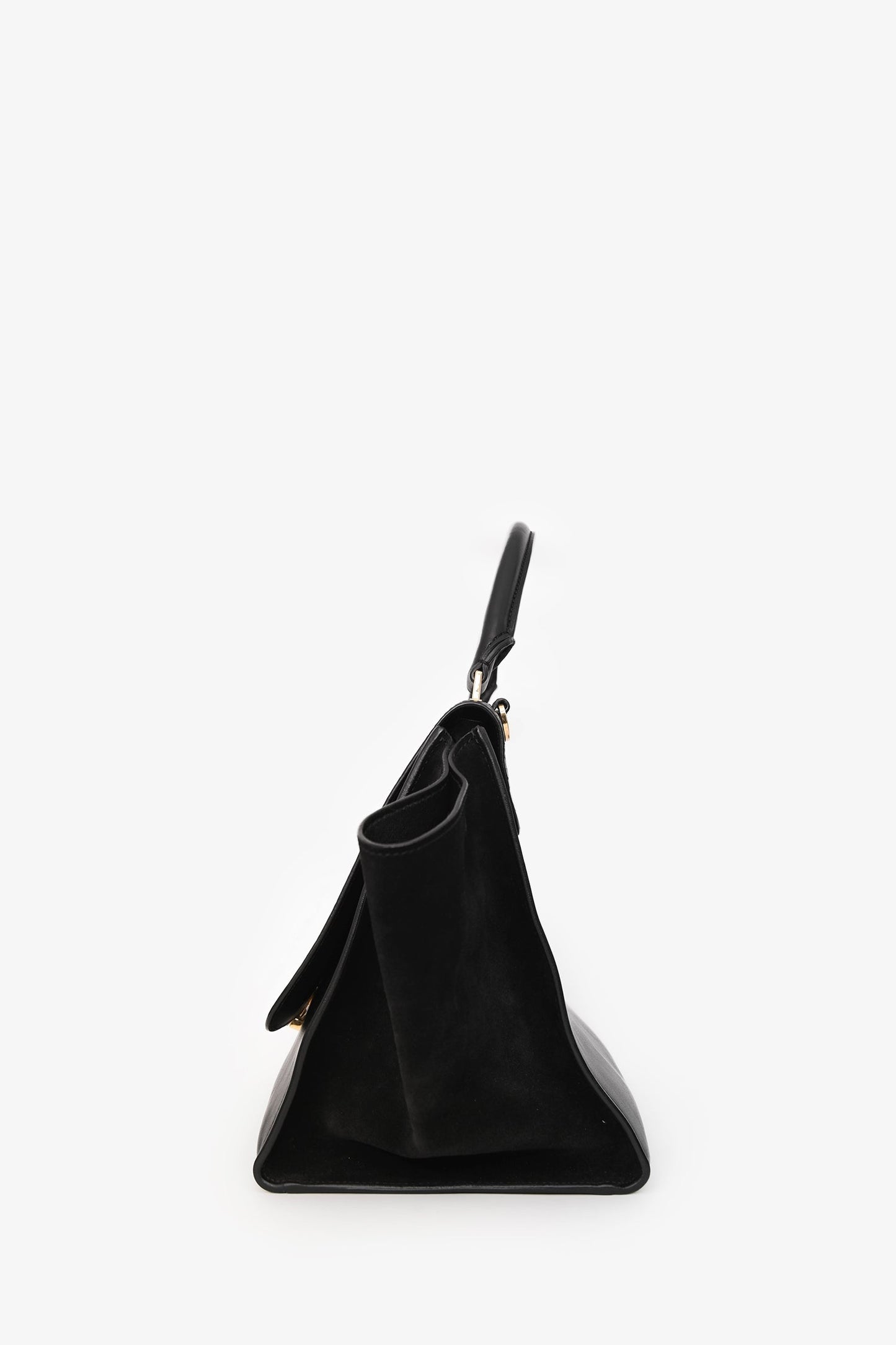 Celine 2011 Black Croc Embossed Leather Medium Trapeze Shoulder Bag