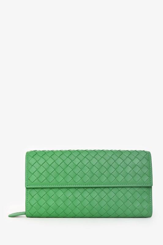 Bottega Veneta Parakeet Intrecciato Leather Full Zip Long Wallet