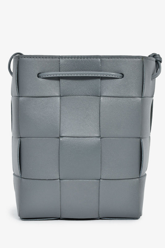 Bottega Veneta Grey Lambskin Cassette Mini Bucket Bag