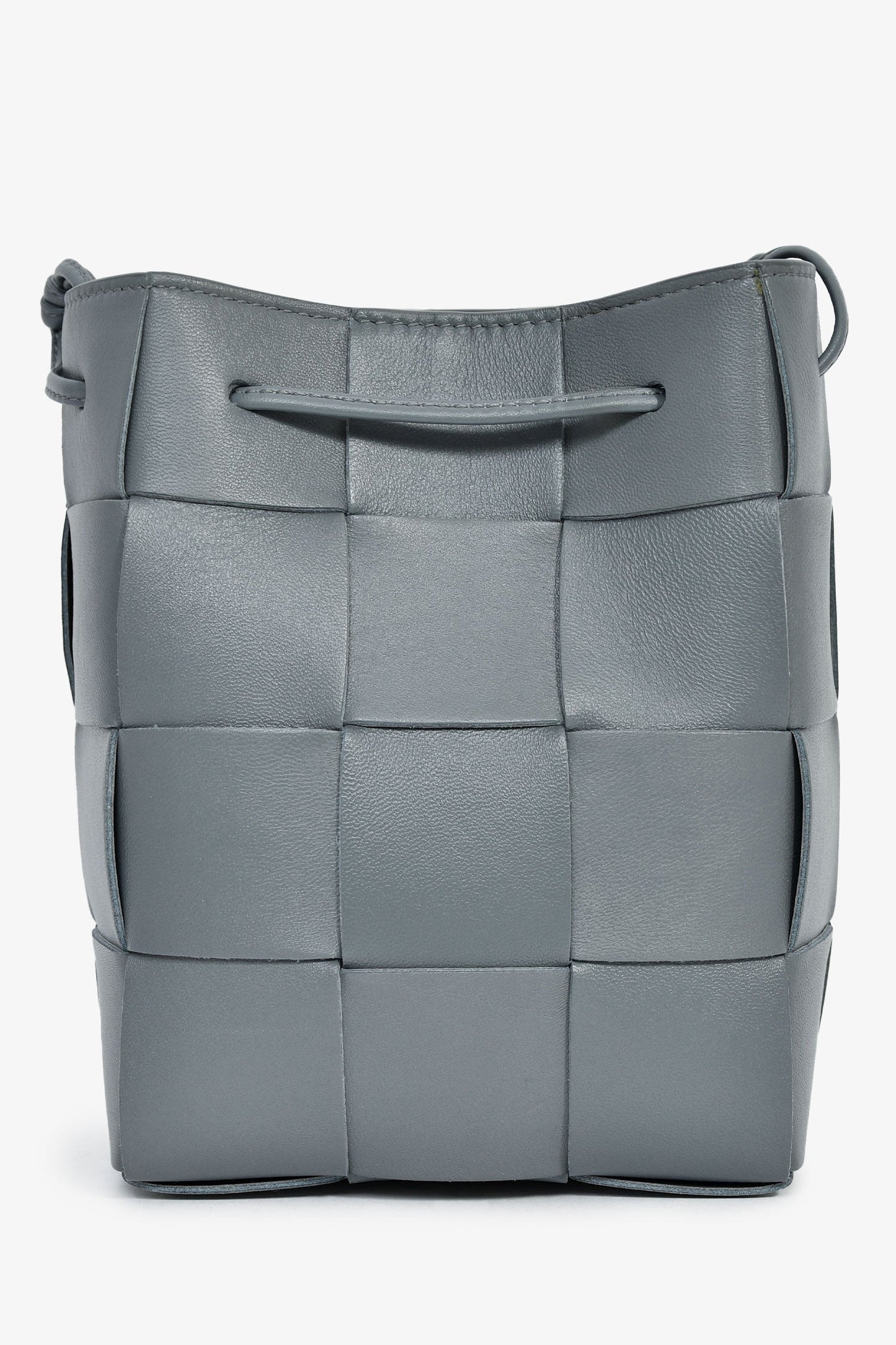 Bottega Veneta Grey Lambskin Cassette Mini Bucket Bag