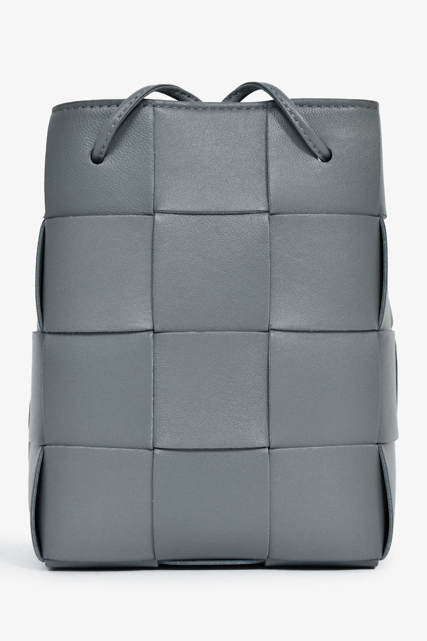 Bottega Veneta Grey Lambskin Cassette Mini Bucket Bag