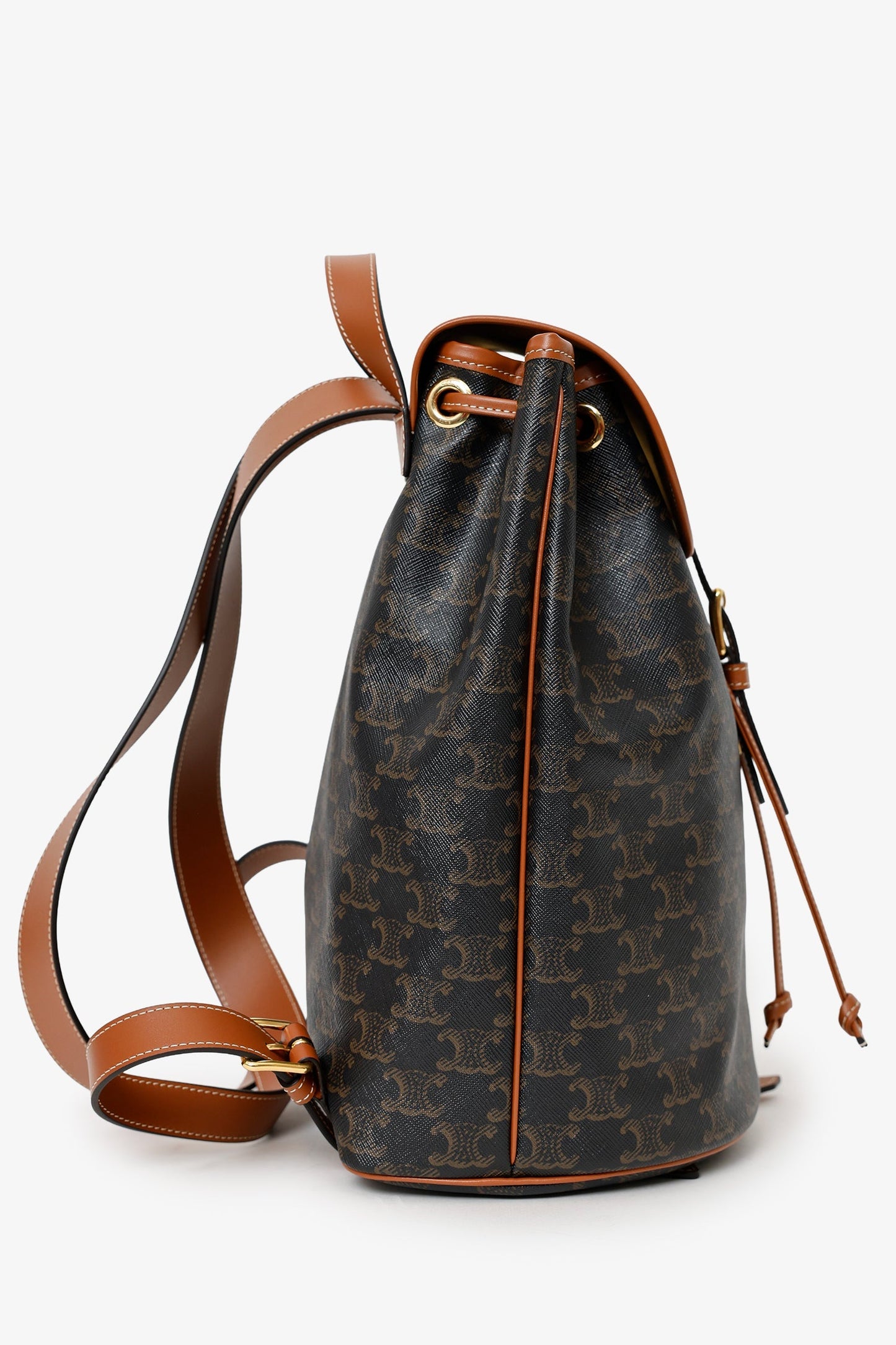 Celine Brown Triomphe Canvas/Calfskin Medium Backpack