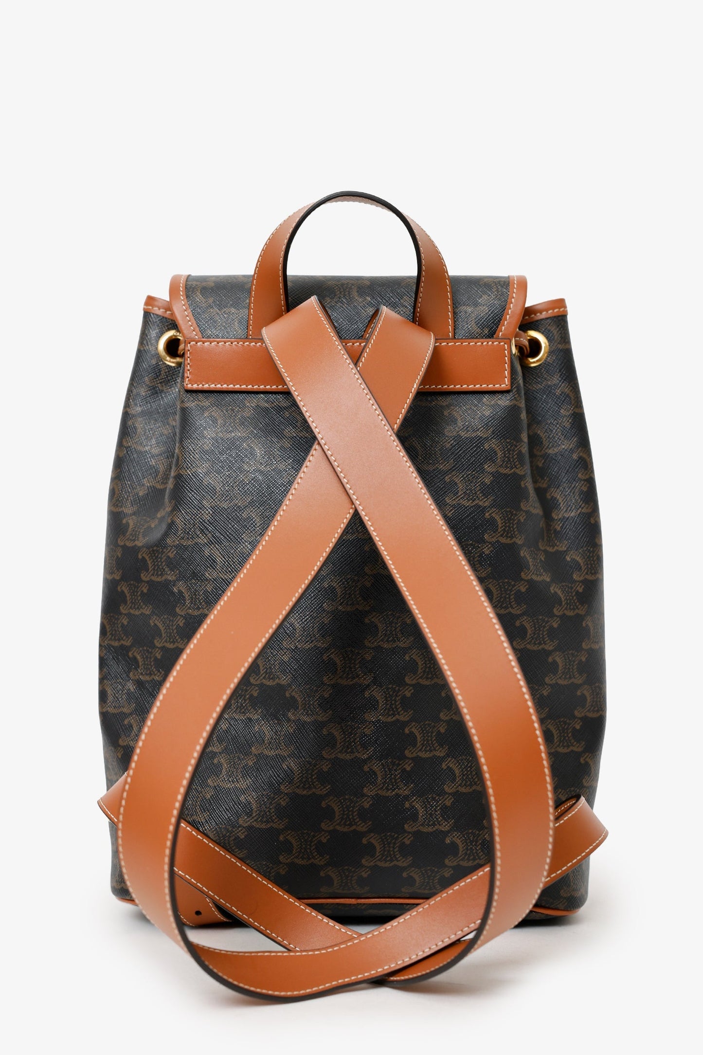 Celine Brown Triomphe Canvas/Calfskin Medium Backpack