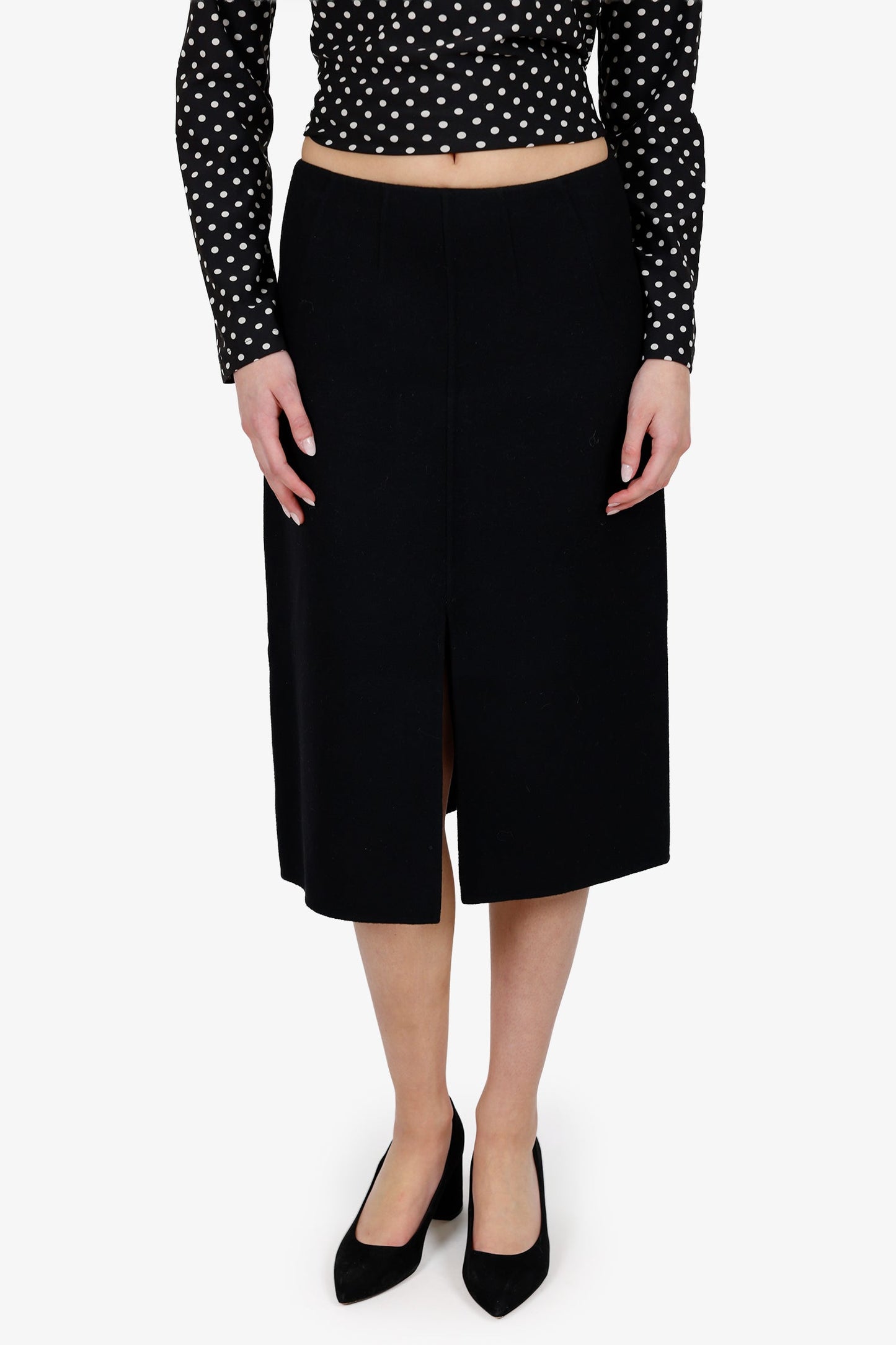 Bottega Veneta Black Cashmere Pencil Skirt With Slip Size 40