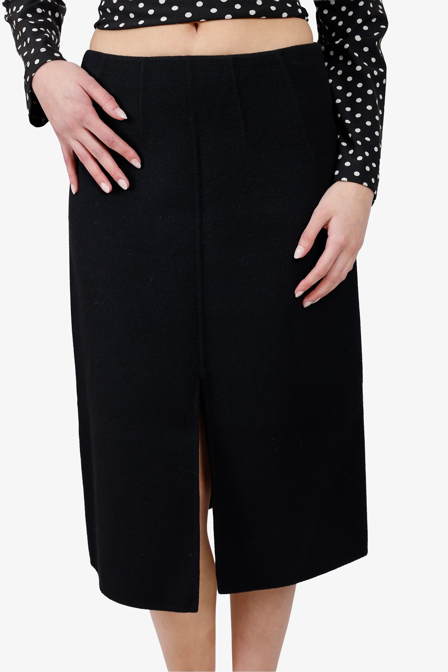 Bottega Veneta Black Cashmere Pencil Skirt With Slip Size 40