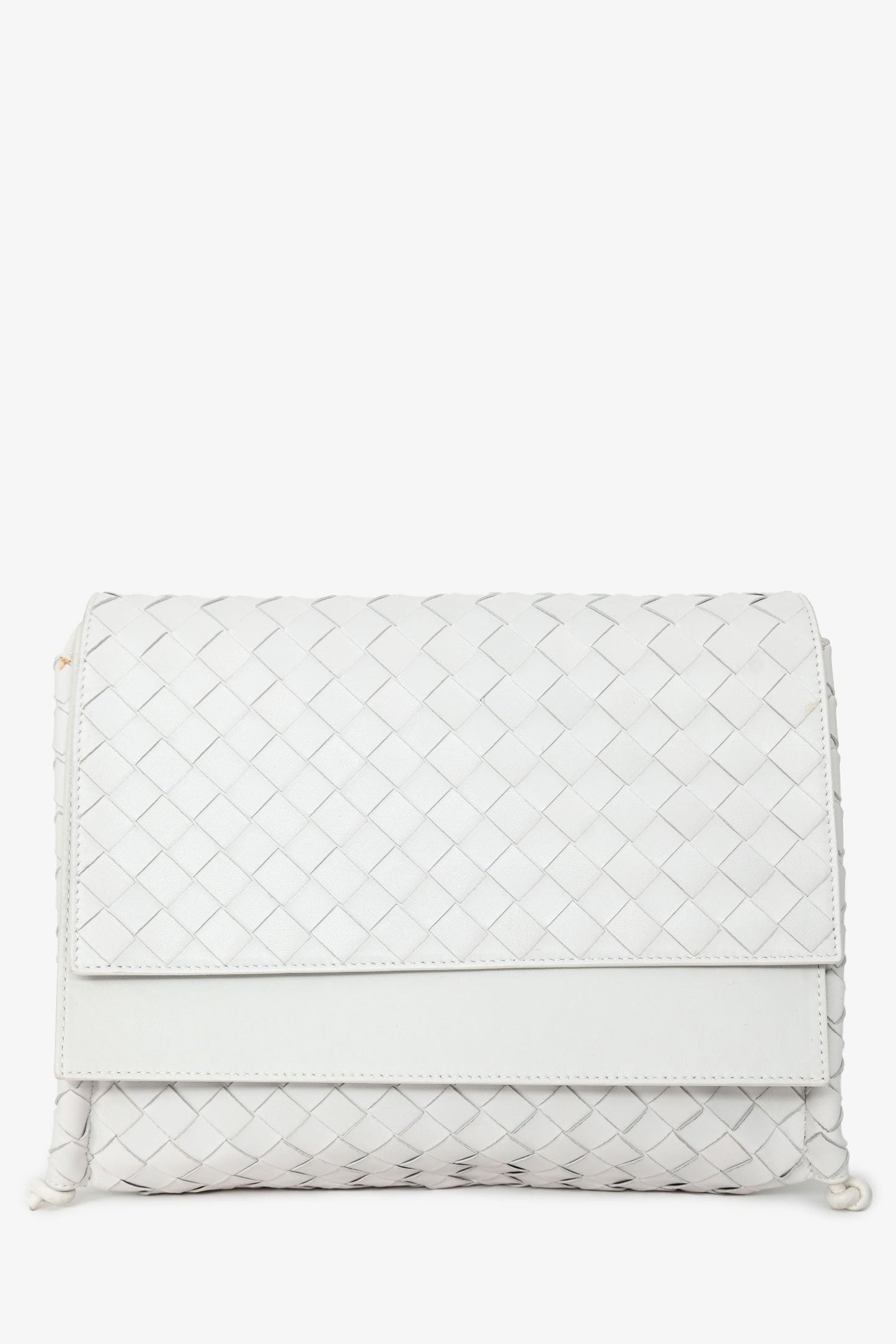 Bottega Veneta White Leather Intrecciato Crossbody