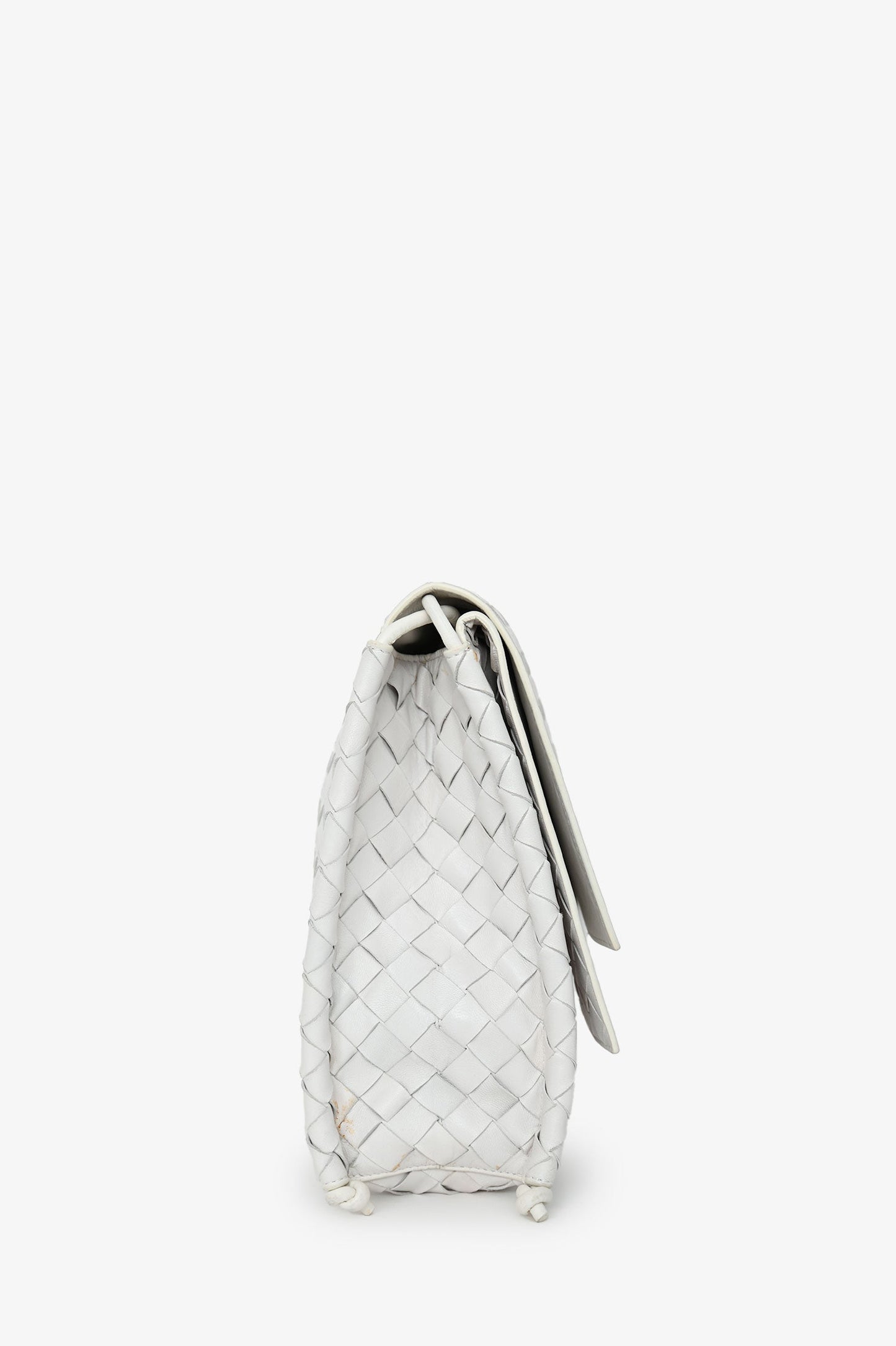 Bottega Veneta White Leather Intrecciato Crossbody