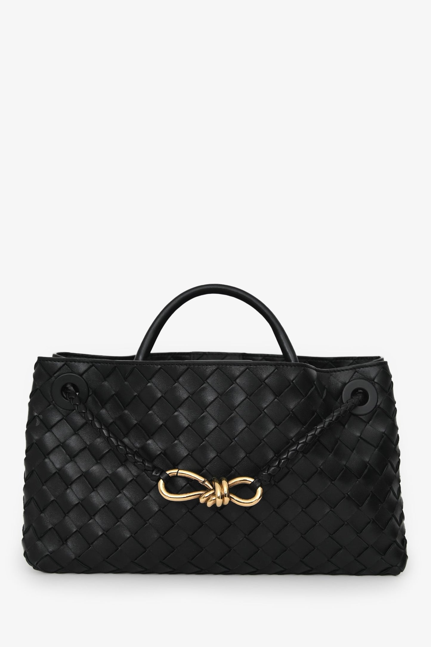 Bottega Veneta Black Leather Intrecciato Small East-West Andiamo Shoulder Bag