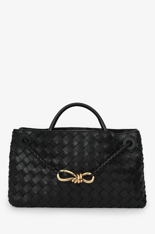 Bottega Veneta Black Leather Intrecciato Small East-West Andiamo Shoulder Bag