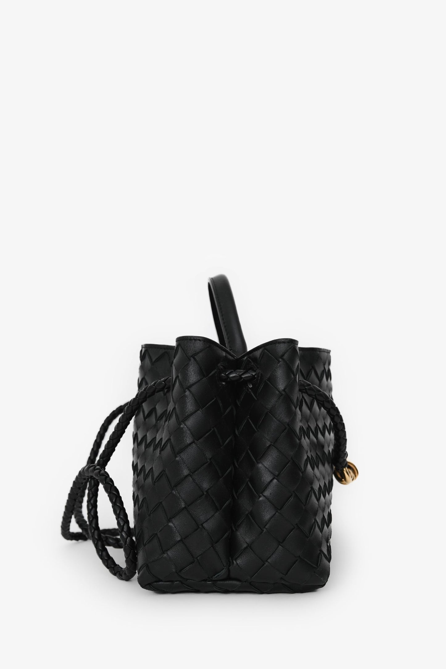 Bottega Veneta Black Leather Intrecciato Small East-West Andiamo Shoulder Bag