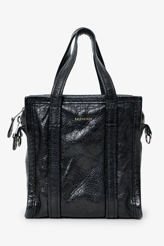 Balenciaga Black Leather XXS Bazar Leather Tote with Strap