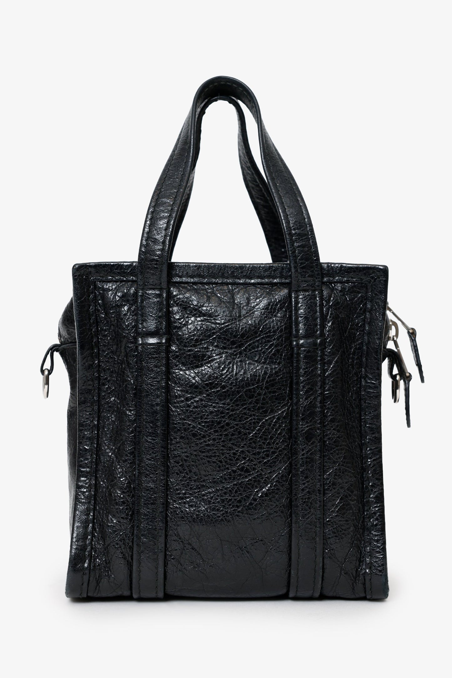Balenciaga Black Leather XXS Bazar Leather Tote with Strap