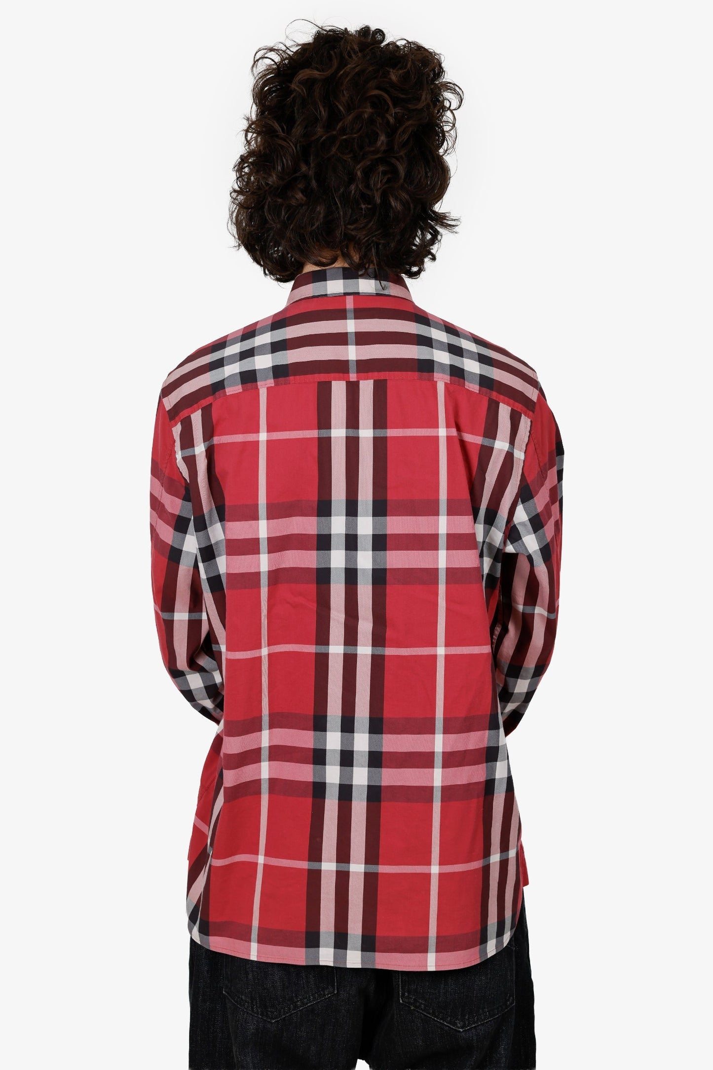 Burberry Red Cotton Button Down Shirt Size L Mens