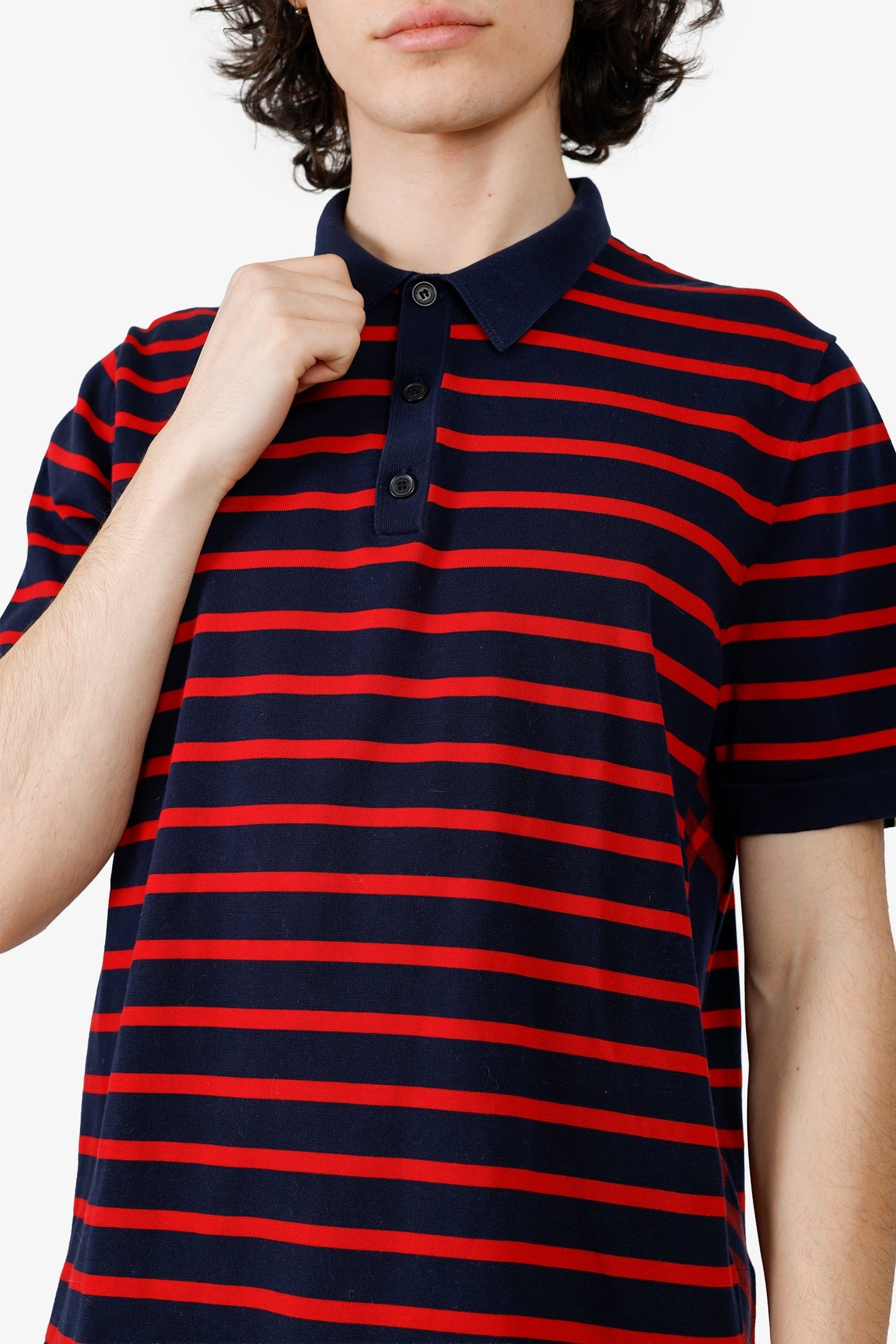 Burberry Red Striped Cotton Polo T-shirt Size L Mens