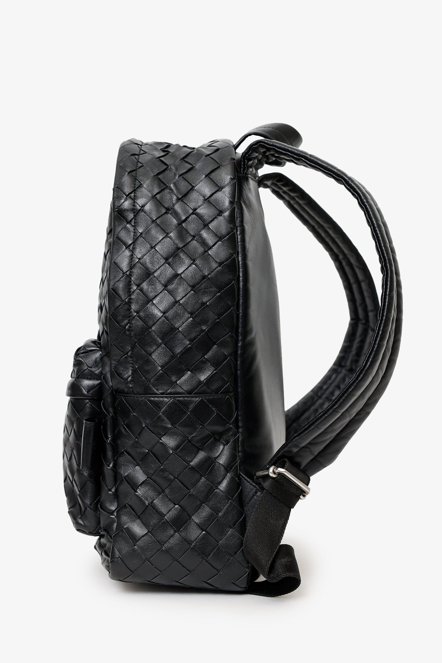 Bottega Veneta Black Intrecciato Leather Backpack