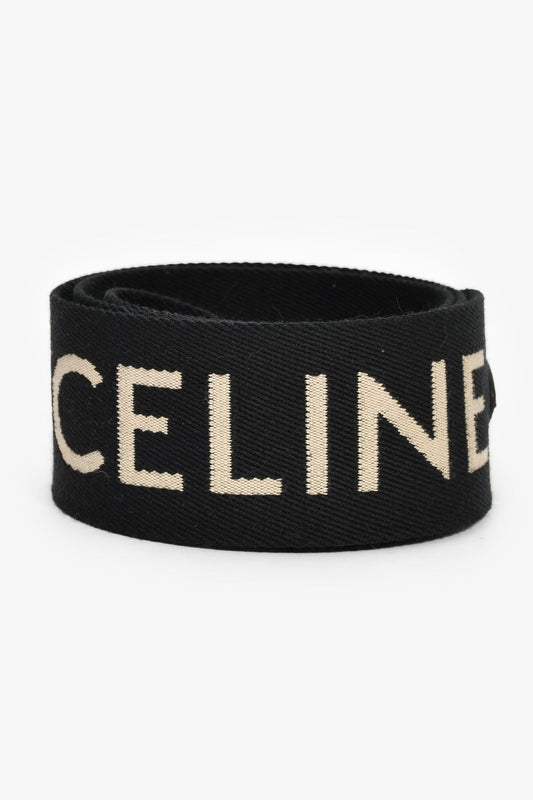 Celine Black Canvas Logo Bag Strap