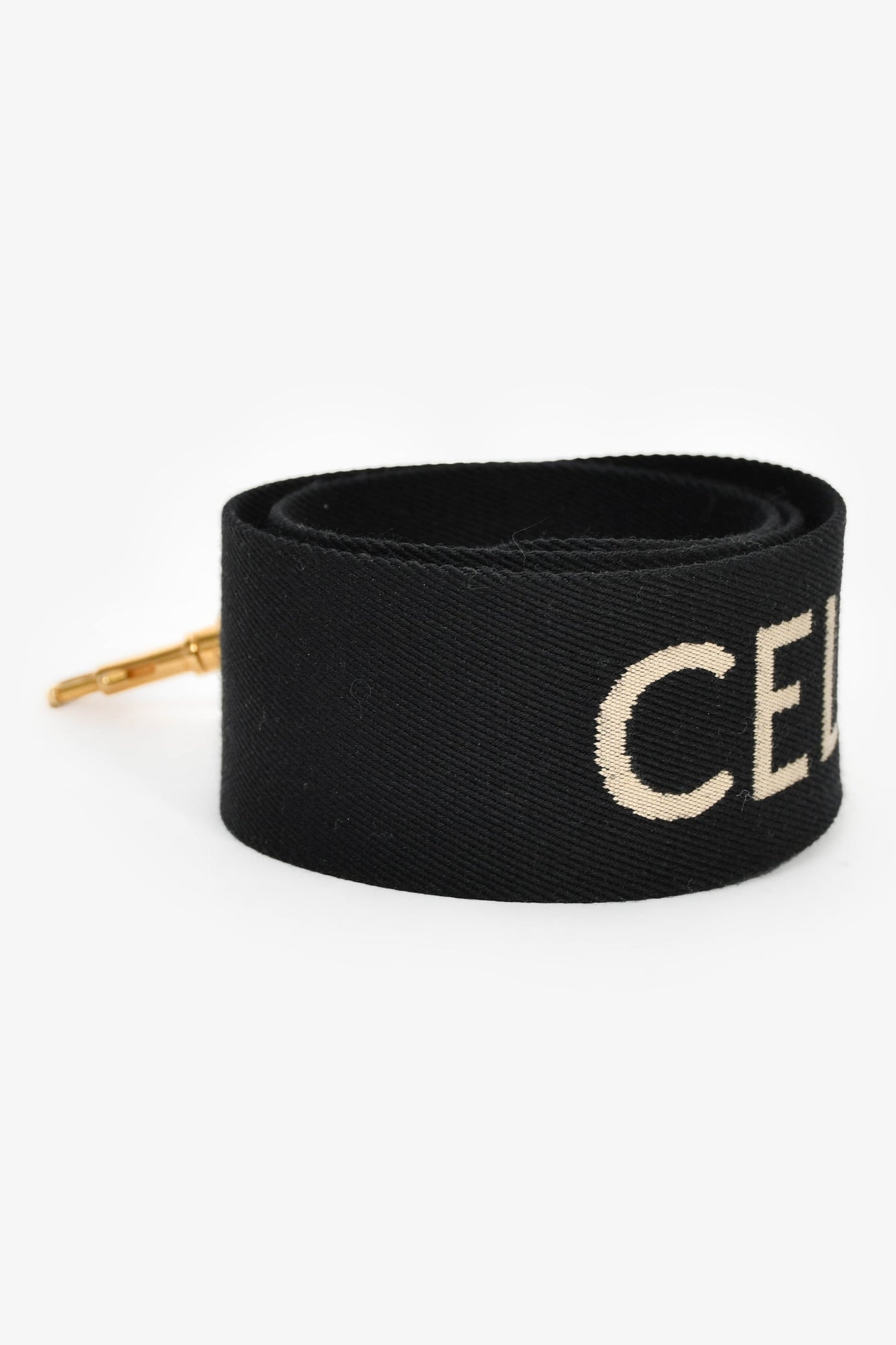 Celine Black Canvas Logo Bag Strap