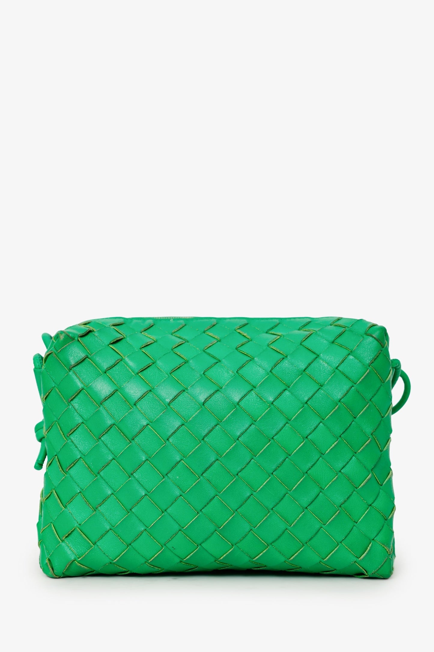 Bottega Veneta Green Leather Intrecciato Mini Loop Crossbody Bag