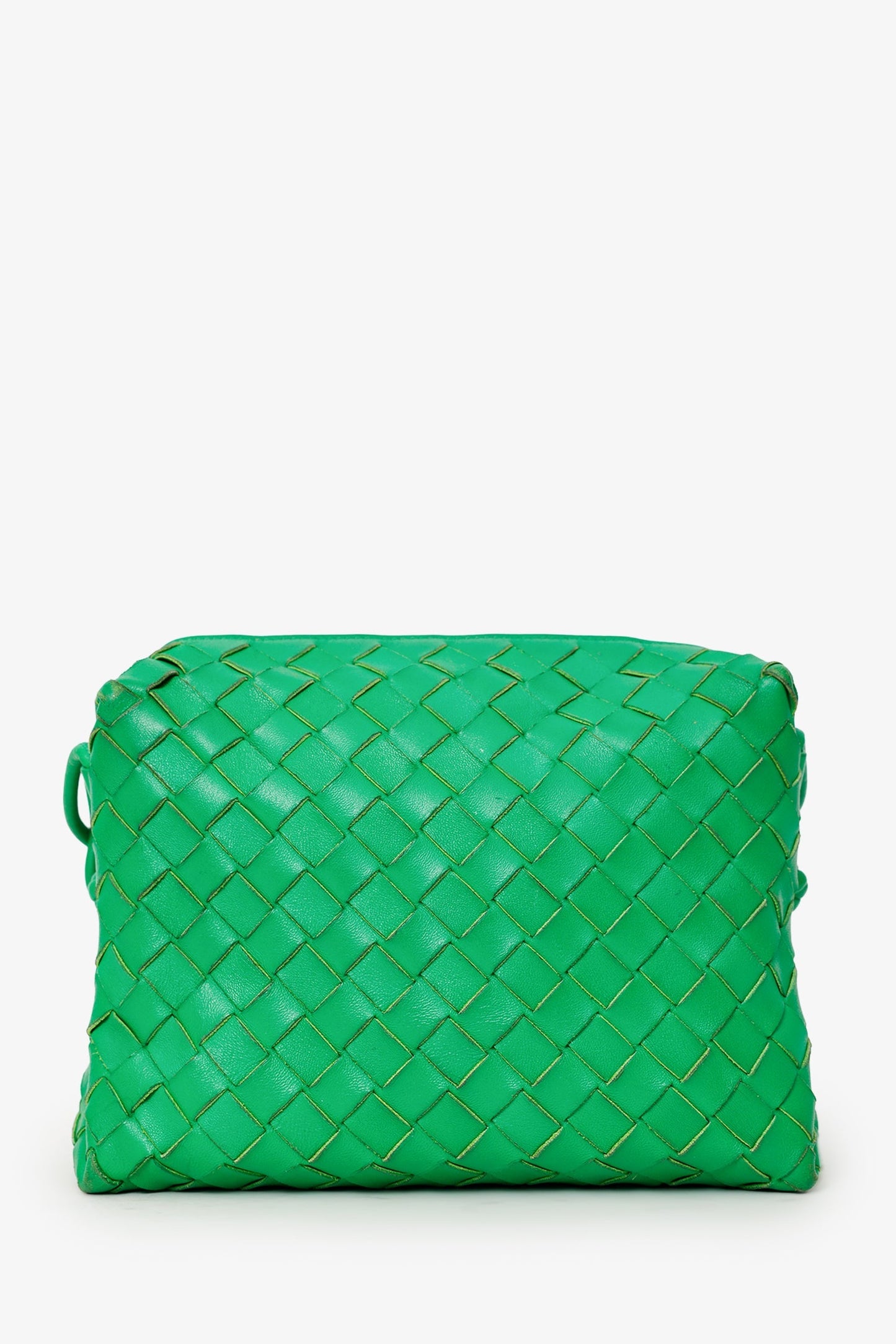 Bottega Veneta Green Leather Intrecciato Mini Loop Crossbody Bag