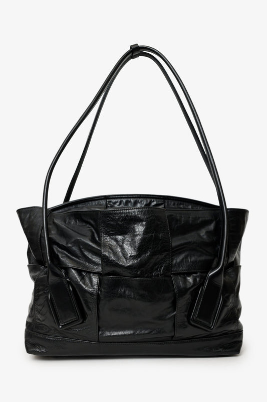 Bottega Veneta Black Maxi Intrecciato Leather Large Arco Slouch Bag