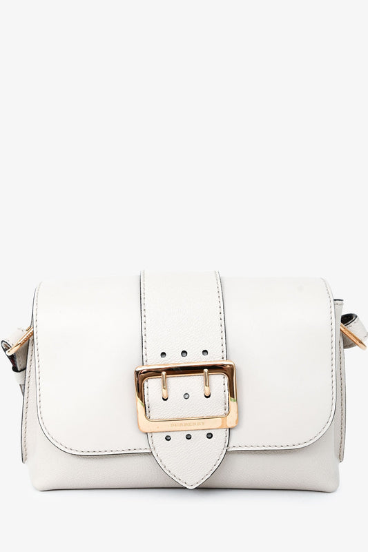 Burberry White Leather Buckle Crossbody Bag