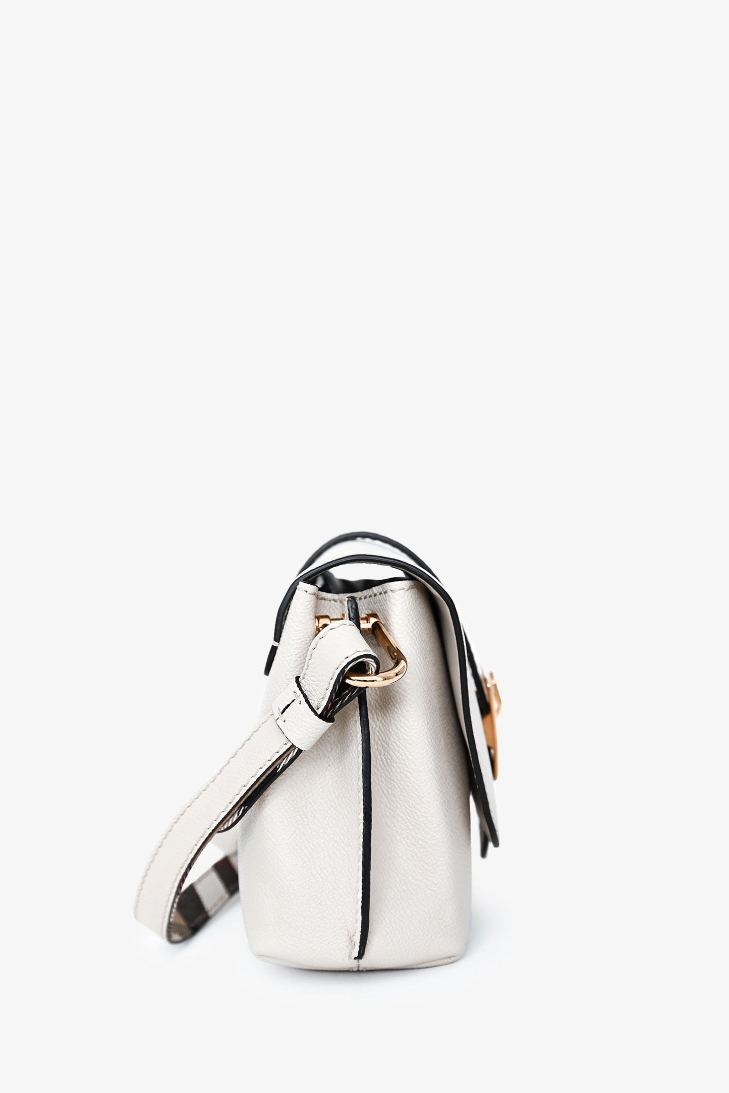 Burberry White Leather Buckle Crossbody Bag