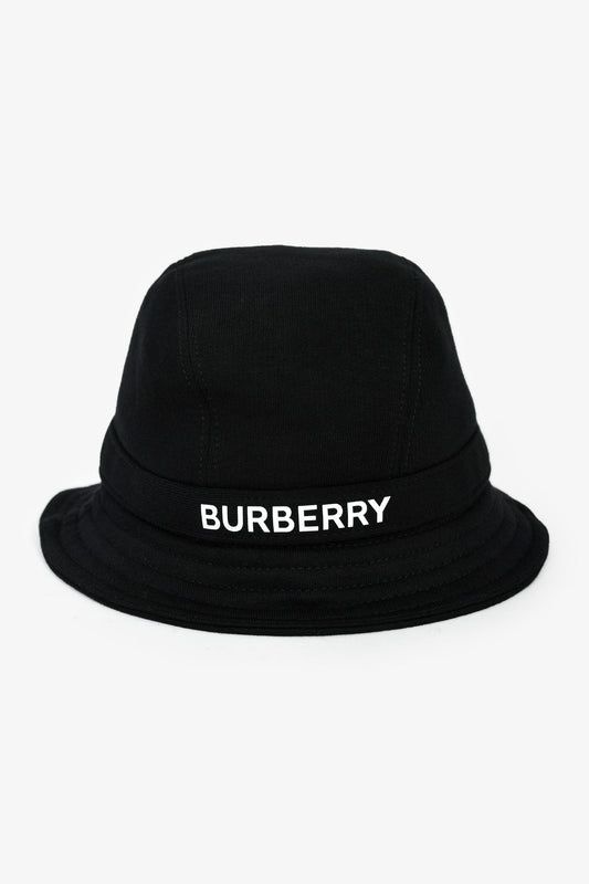 Burberry Black Cotton Logo Bucket Hat Size L