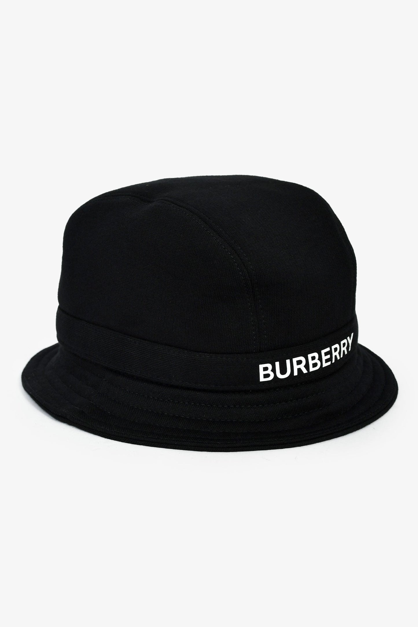 Burberry Black Cotton Logo Bucket Hat Size L