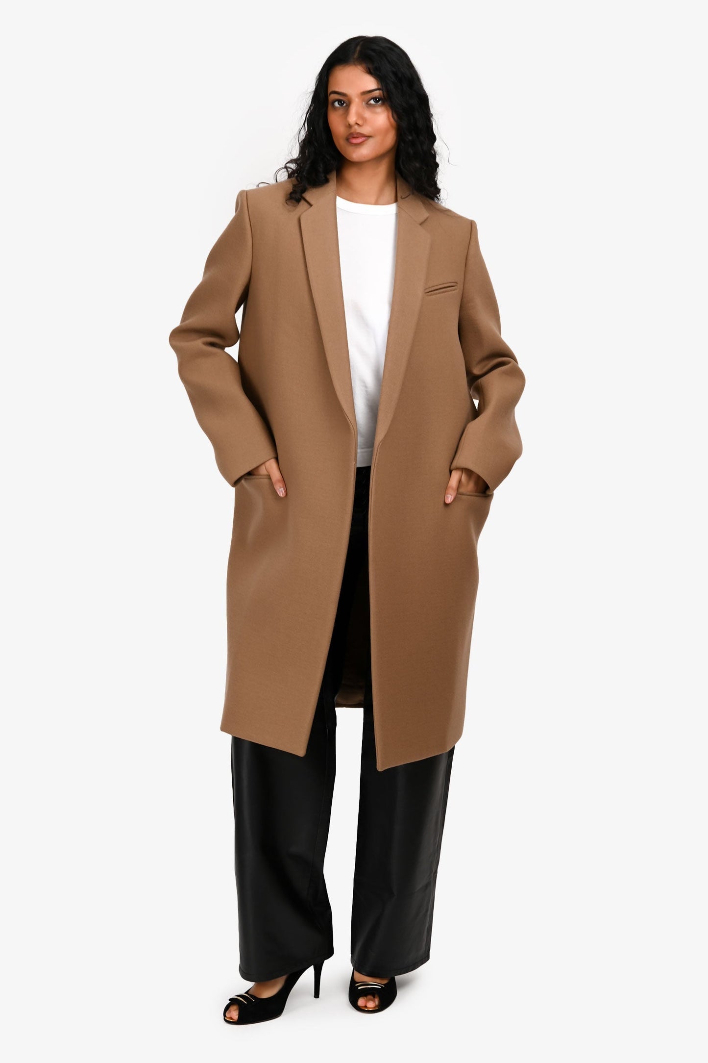Celine Brown Wool Long Coat Size 38