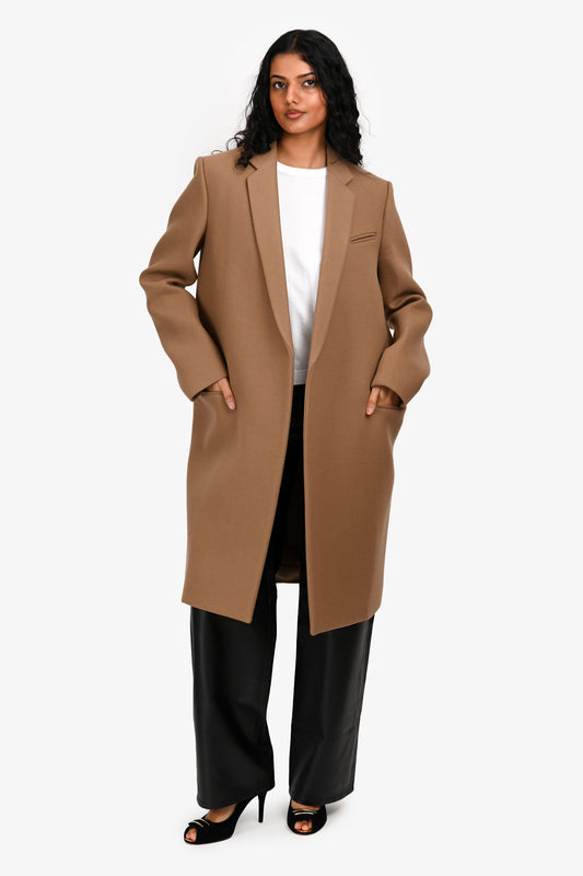 Celine Brown Wool Long Coat Size 38