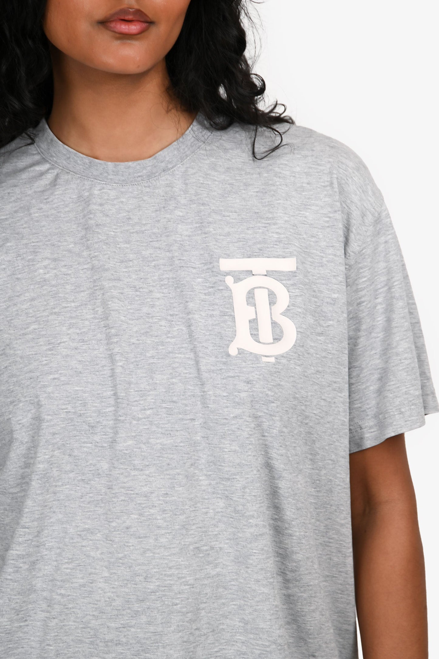 Burberry Grey Cotton 'TB' Logo T-Shirt Size S