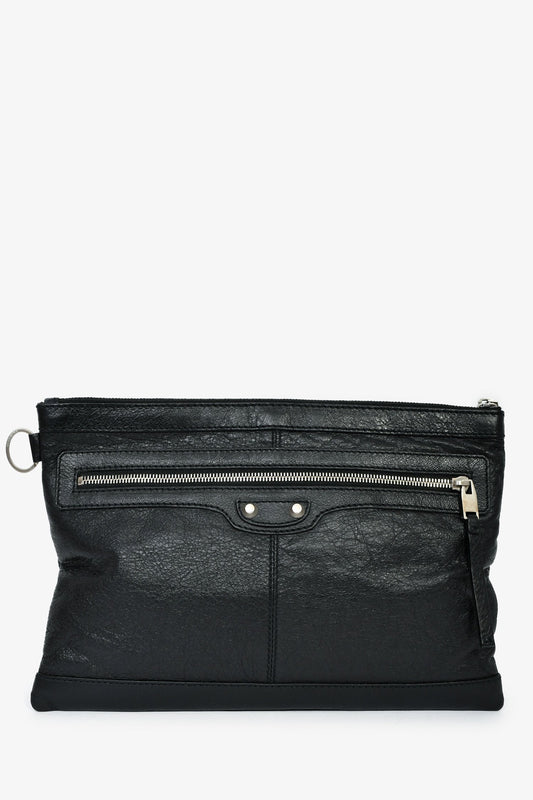 Balenciaga Black Leather Classic City Large Pouch