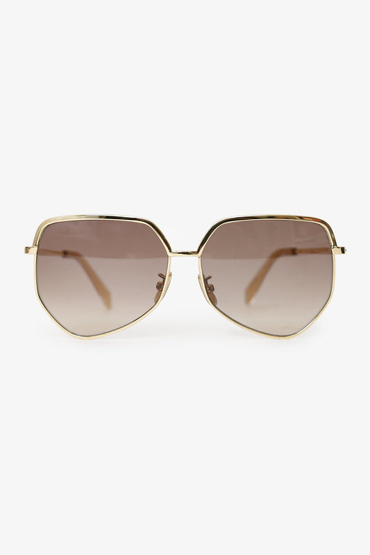 Celine Gold Tone Metal Frame Square Sunglasses