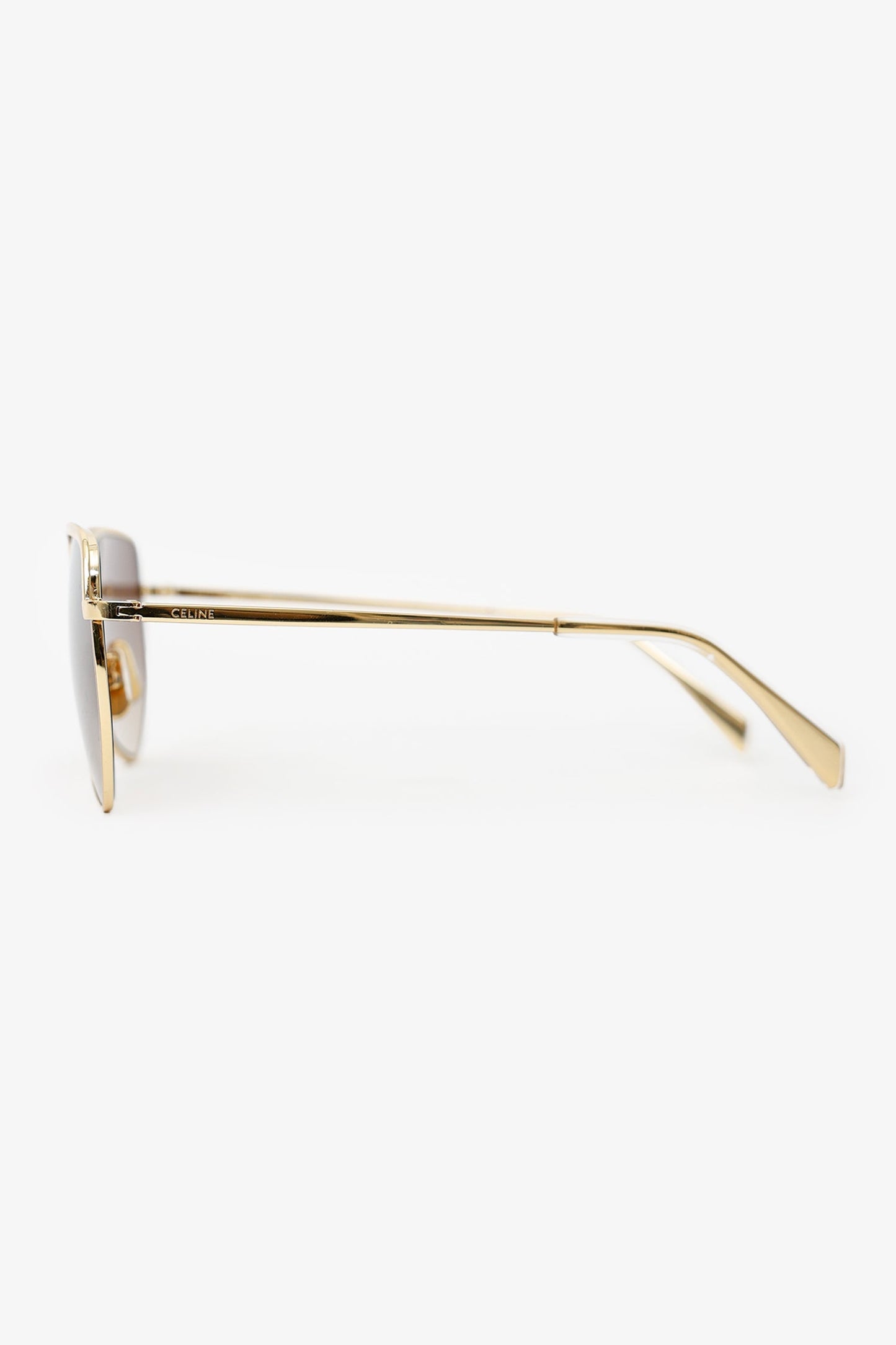 Celine Gold Tone Metal Frame Square Sunglasses