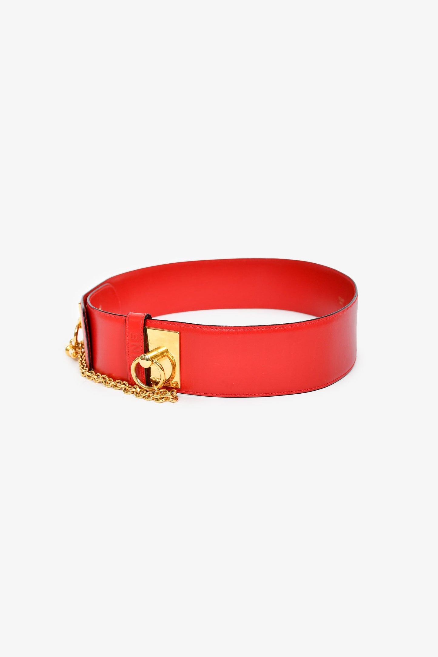 Celine Red Leather 'Collier De Chien' Belt Size 75