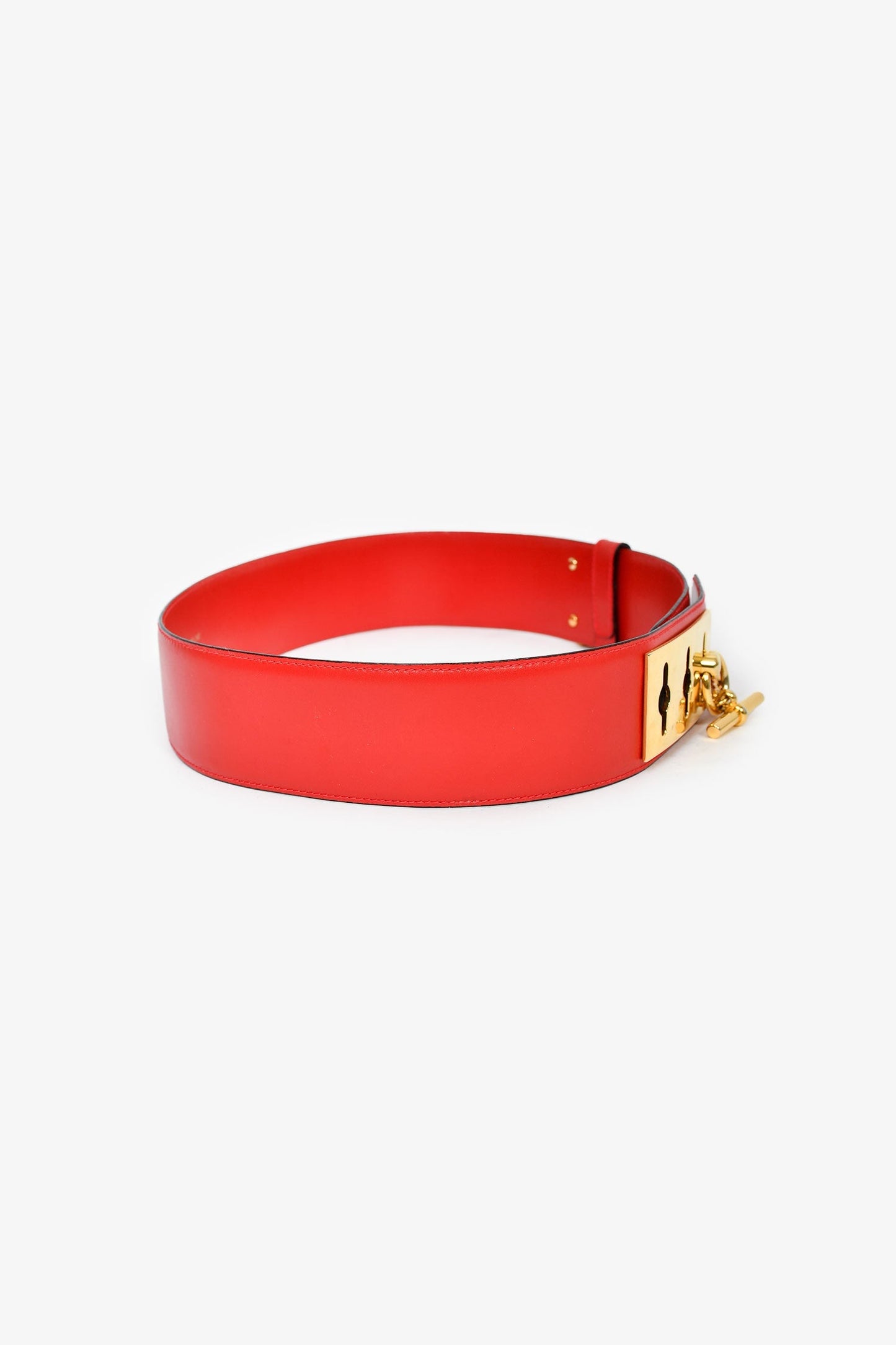 Celine Red Leather 'Collier De Chien' Belt Size 75