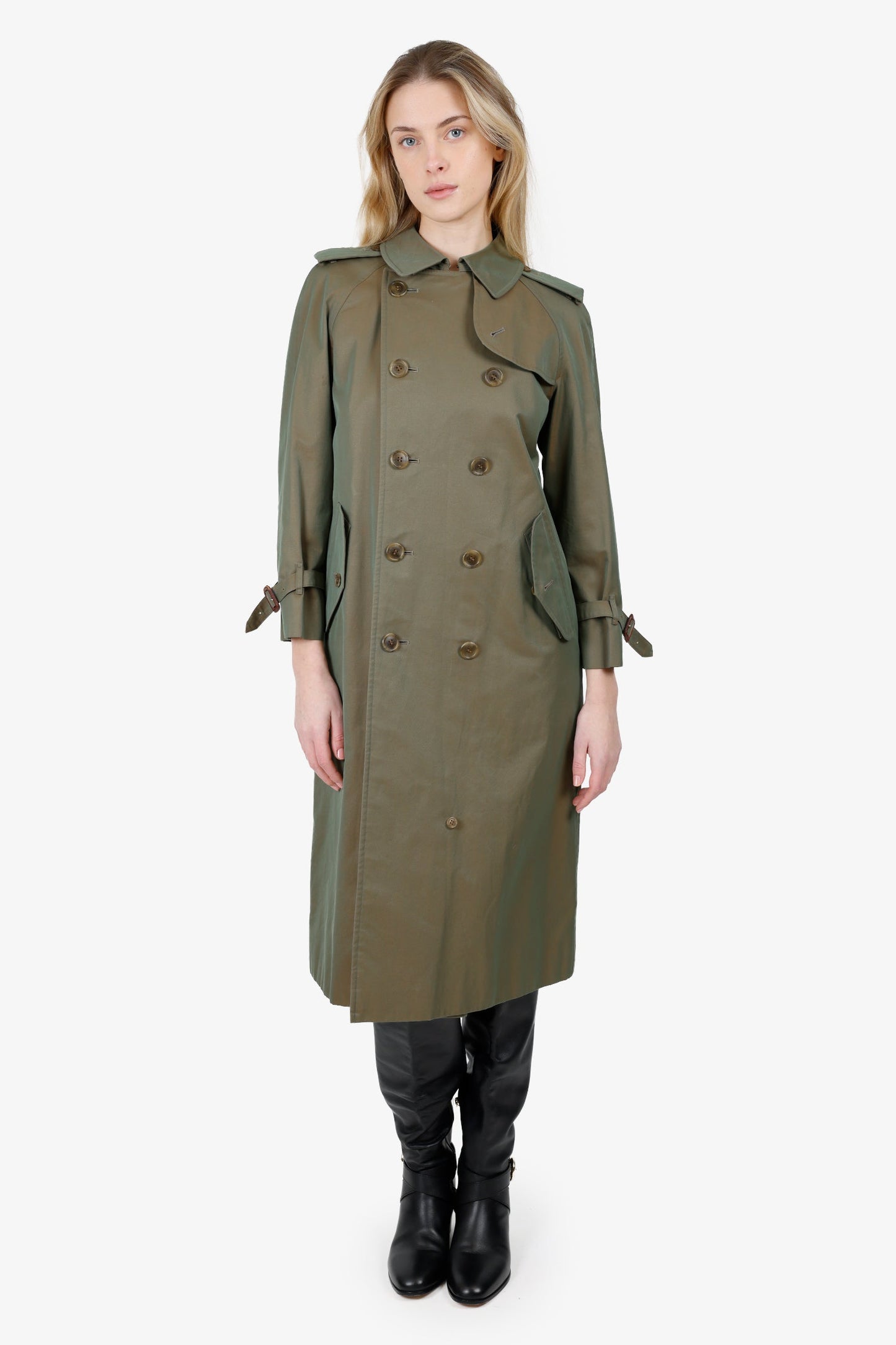 Burberry's Green Trench Coat Estimated Size S