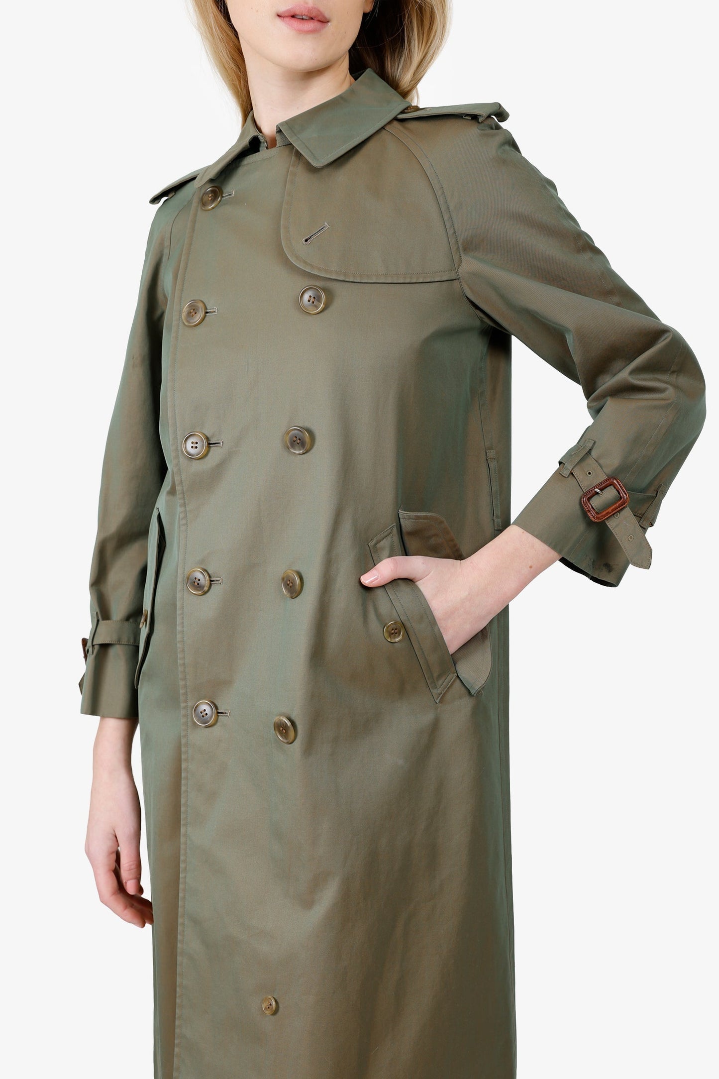 Burberry's Green Trench Coat Estimated Size S