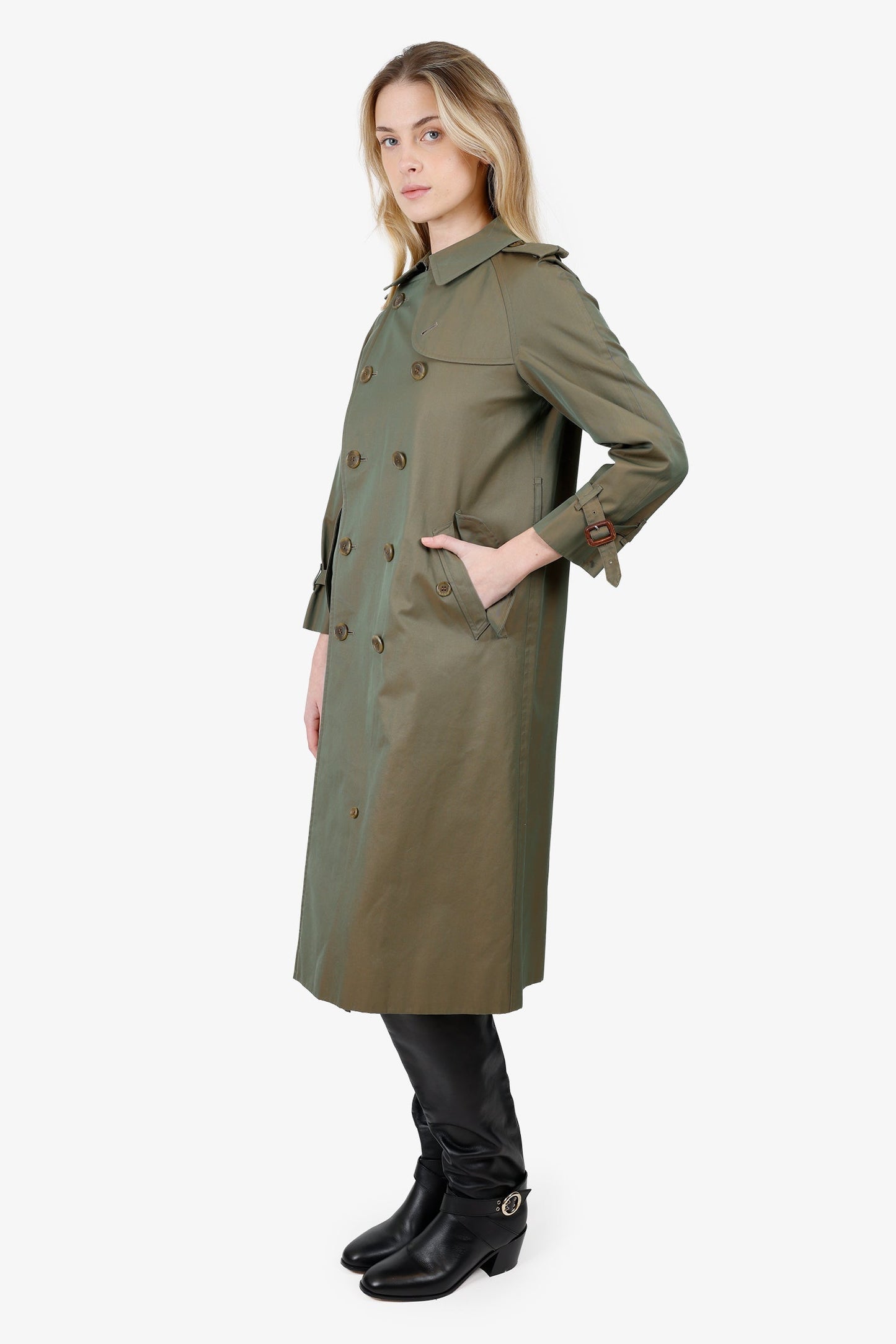 Burberry's Green Trench Coat Estimated Size S
