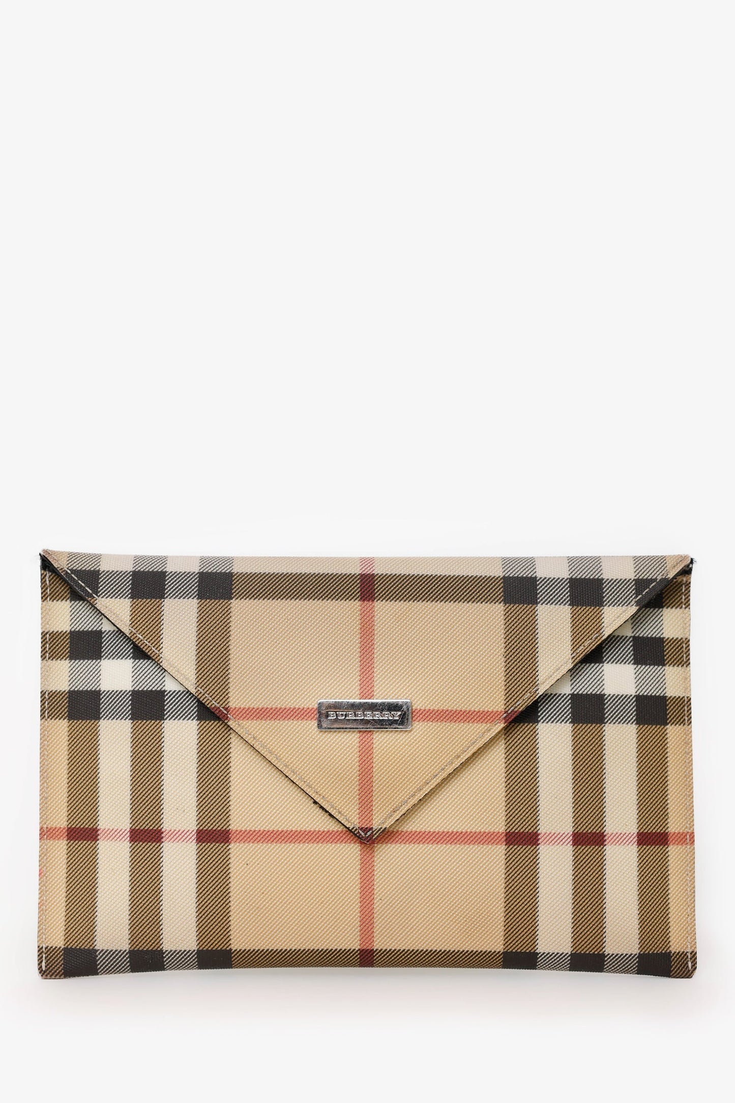 Burberry Nova Check Canvas Envelope Clutch Wallet