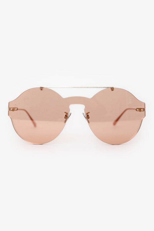 Bottega Veneta Pink Frame Round Sunglasses