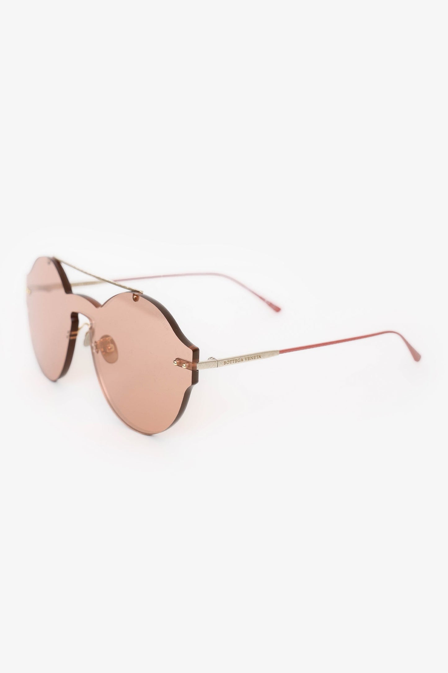 Bottega Veneta Pink Frame Round Sunglasses