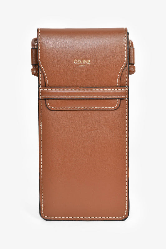 Celine Brown Leather Sunglass Pouch