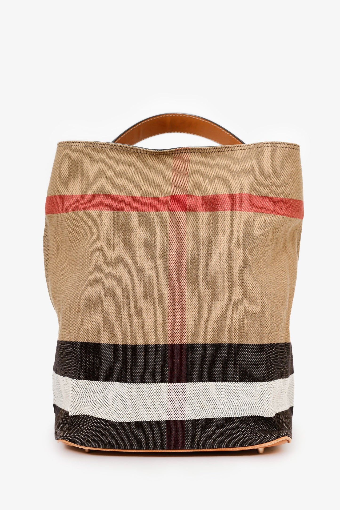 Burberry Brown Ho  Check Canvas Ashby Bucket Bag With Pouch