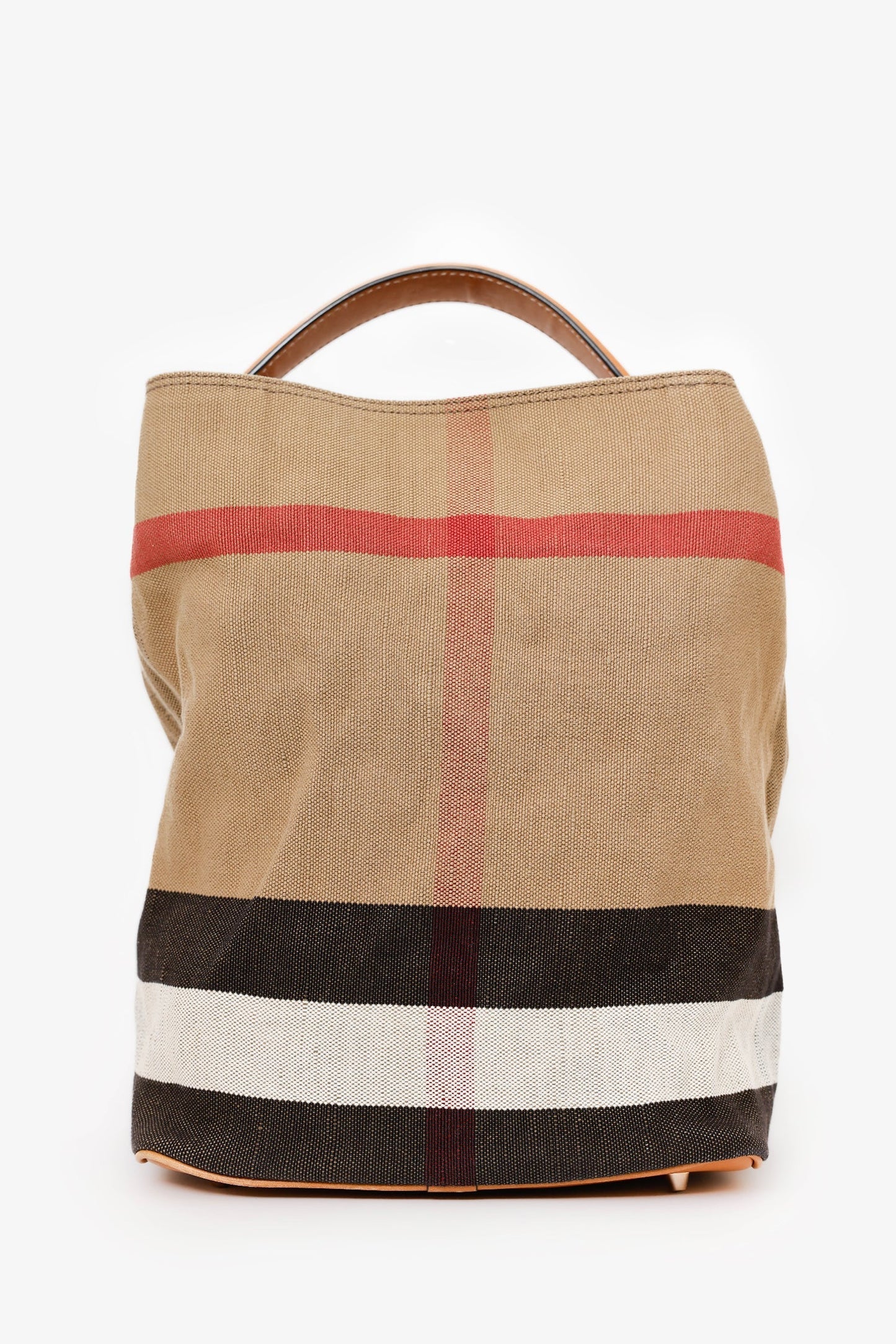 Burberry Brown Ho  Check Canvas Ashby Bucket Bag With Pouch