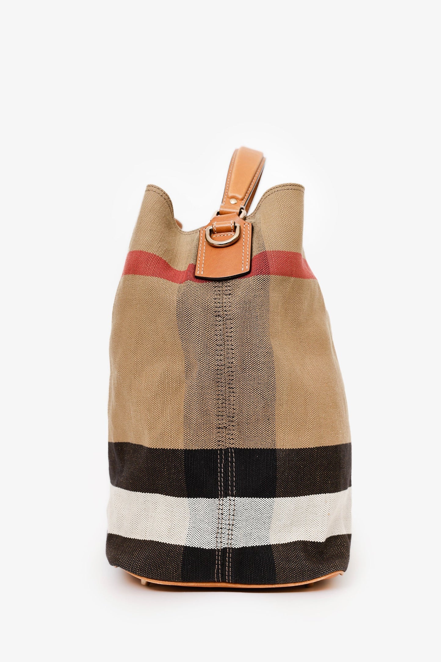 Burberry Brown Ho  Check Canvas Ashby Bucket Bag With Pouch