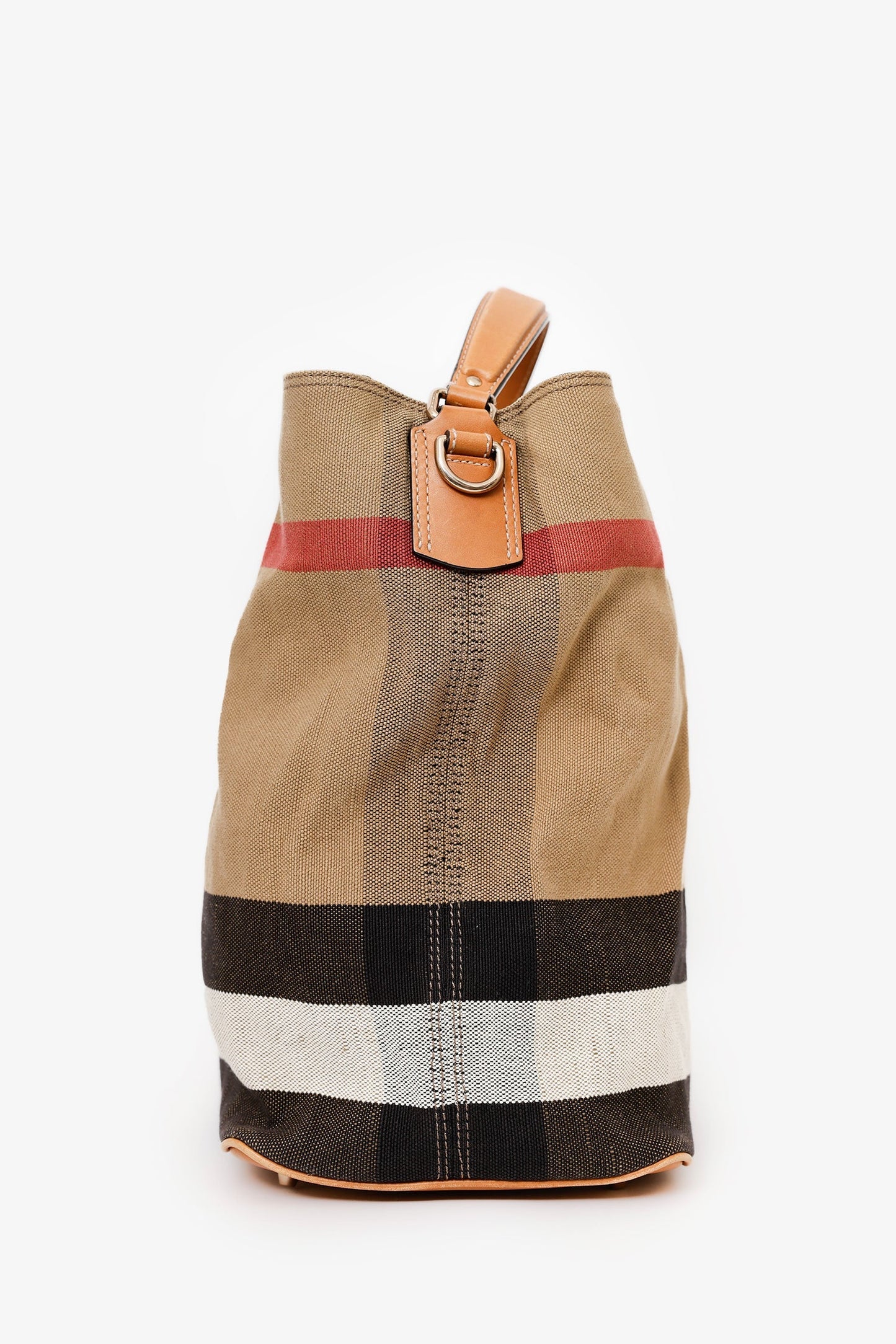 Burberry Brown Ho  Check Canvas Ashby Bucket Bag With Pouch