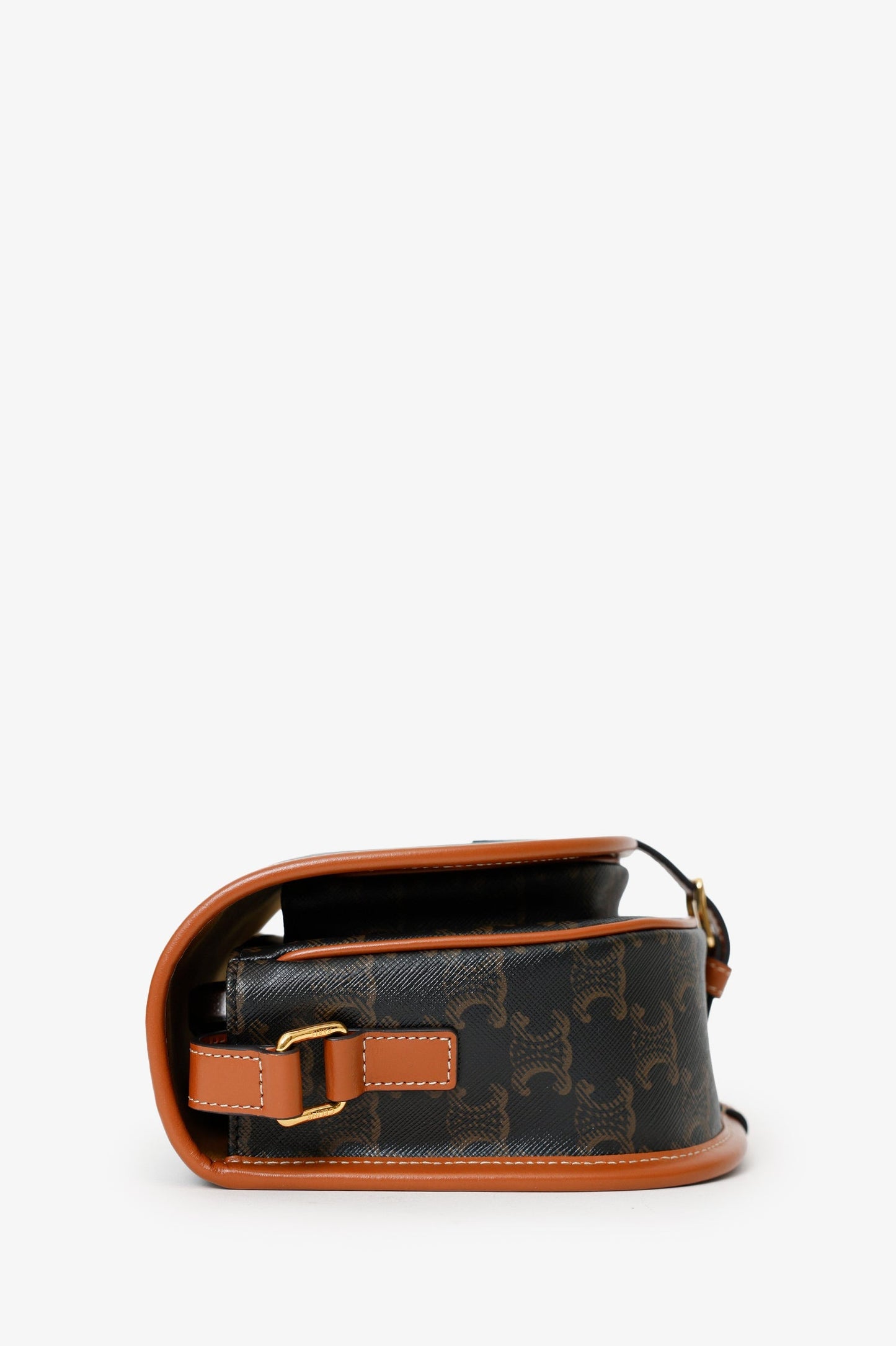 Celine Brown Triomphe Canvas Folco Crossbody Bag